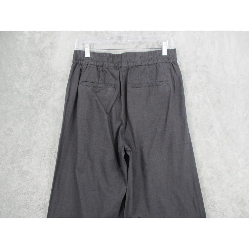 Michael Stars Pants Womens Medium Charcoal Linen Blend Wide Leg Pull On Pockets - Picture 6 of 11
